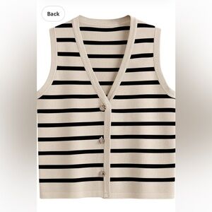 Striped Sleeveless Cardigan